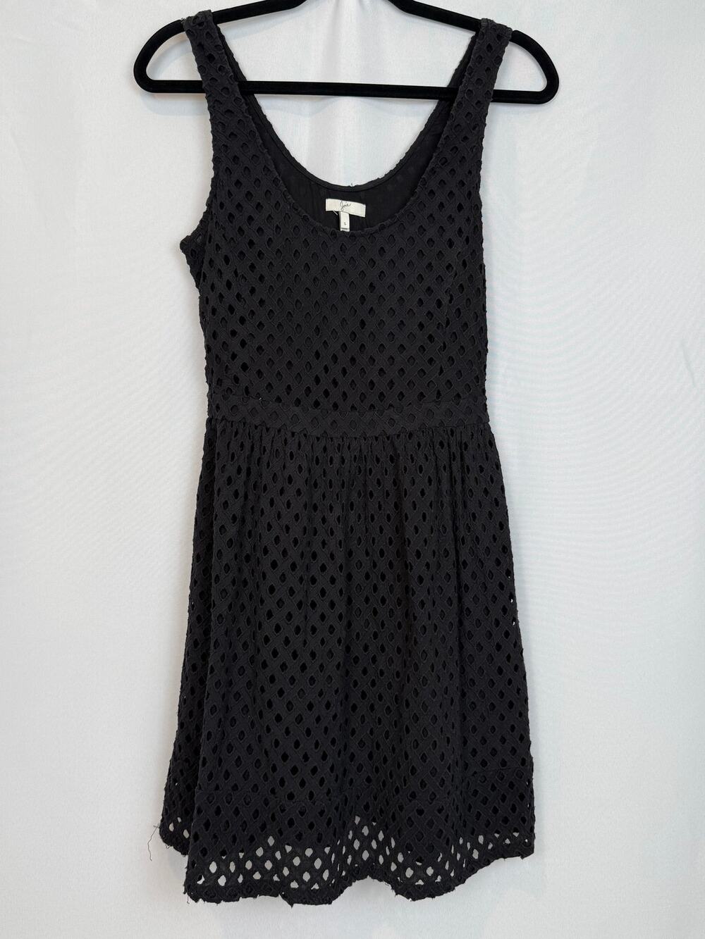 Joie Womens Crochet Eyelet Tank Dress Size S Black Boho Coquette Summer